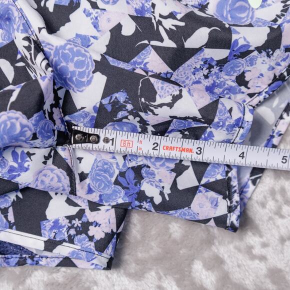 Nike Dry Fit Tempo Lined Running Shorts Purple Flowers Navy Blue Womens Size L - Picture 6 of 12